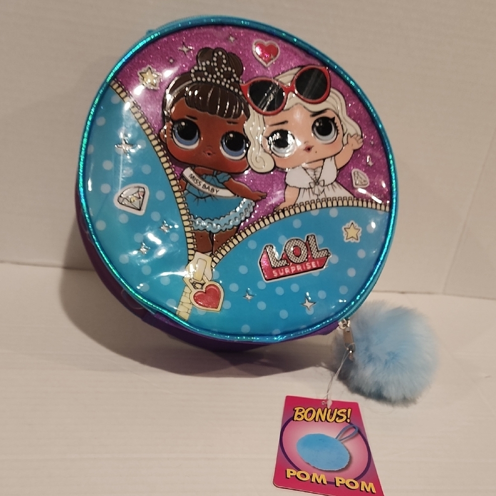 L.O.L Surprise Insulated Lunch box Purple and Blue Kids Toy Bag with pom pom lol